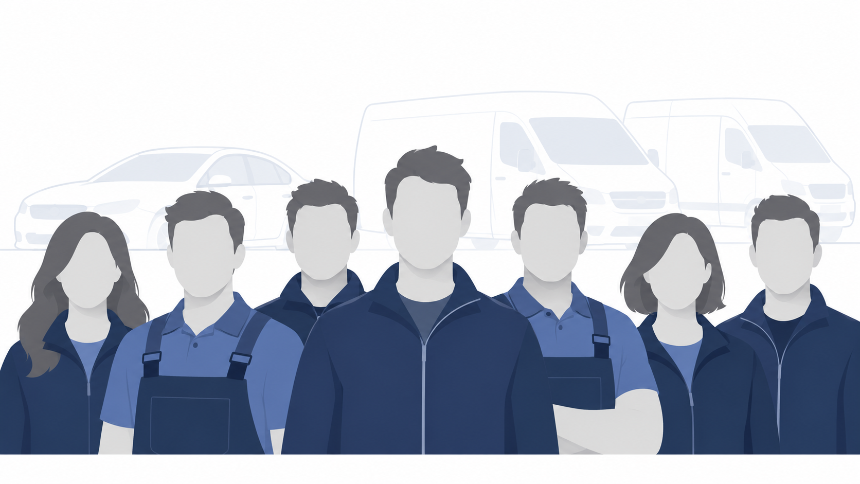 Neutrale Silhouetten als Teamfoto-Platzhalter